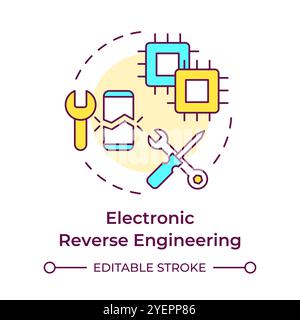 Electronic reverse engineering multi color concept icon Stock Vector