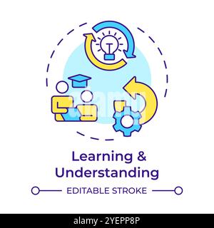 Learning and understanding multi color concept icon Stock Vector