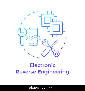 Electronic reverse engineering blue gradient concept icon Stock Vector