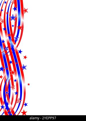 Abstract USA flag symbols wave ribbon border design template with empty space for your text. Stock Vector