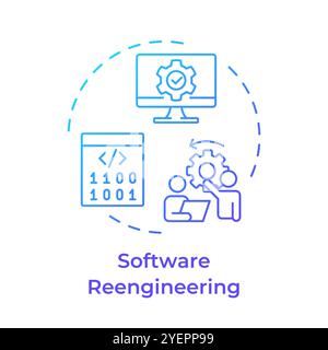 Software reverse engineering blue gradient concept icon Stock Vector