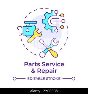 Parts service and repair multi color concept icon Stock Vector