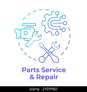 Parts service and repair blue gradient concept icon Stock Vector