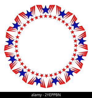 Round decorative frame American flag symbols for logo, symbol, emblem design template Stock Vector