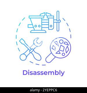 Disassembly blue gradient concept icon Stock Vector
