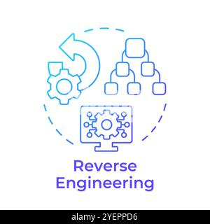 Reverse engineering blue gradient concept icon Stock Vector