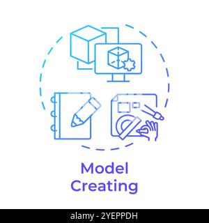 Model creating blue gradient concept icon Stock Vector