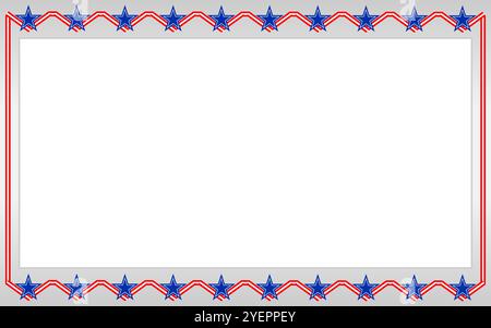 USA flag symbols decorative holiday frame border with blank space vector design template. Stock Vector