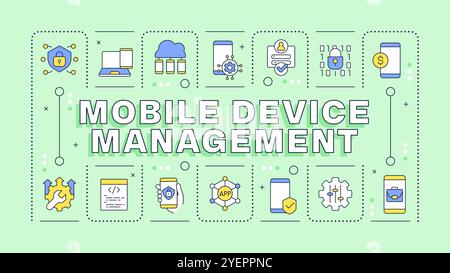 Mobile device management green word concept Stock Vector