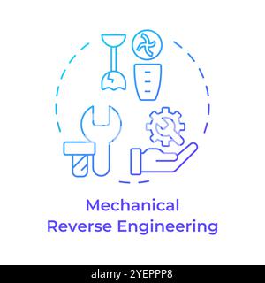 Mechanical reverse engineering blue gradient concept icon Stock Vector