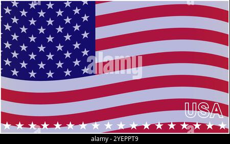 American flag wave banner background vector design Stock Vector