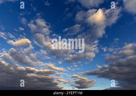 Cloudy Sky with Soft Light and Blue Tones Stock Photo