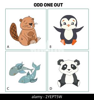 Odd one out child game vector illustration Stock Vector