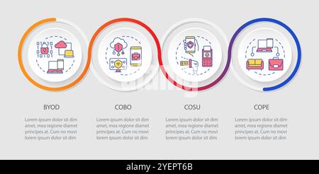 Business mdm management models infographics circles sequence Stock Vector
