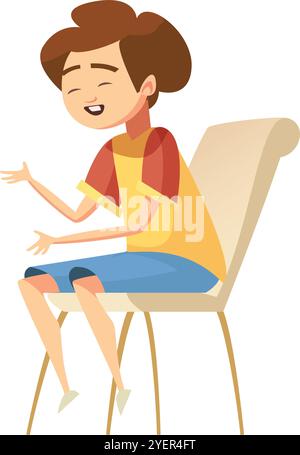 Vector Illustration of Man Sitting on Chair Stock Vector