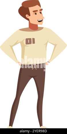 Friendly Man Extending Hand in Greeting Cartoon Character Design Vector Stock Vector