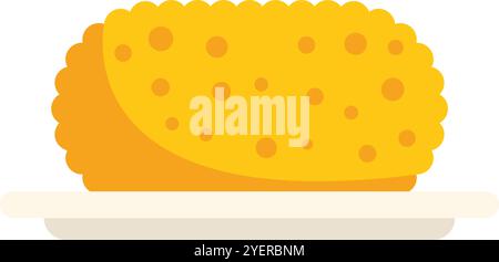 This vector illustration shows a freshly baked bread loaf resting on a plate, ideal for food related designs Stock Vector
