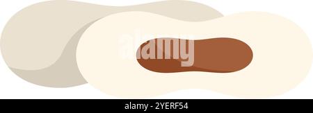 Two peanuts, one of them open showing its seed, isolated on a white background in a simple cartoon style Stock Vector