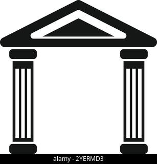 Architectural structure featuring a triangular roof held by two fluted columns, evoking classical greek design Stock Vector