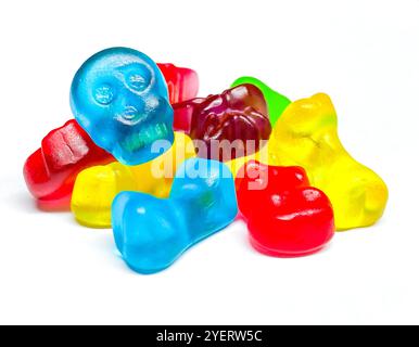 colorful jelly beans candy sweets scull Stock Photo