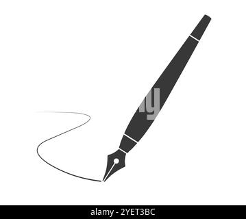 Old fountain pen nibs icon symbol pictogram. Retro vintage fountain nib pen tip logo sign. Calligraphy Ink Pen. Vector illustration image. Isolated on Stock Vector