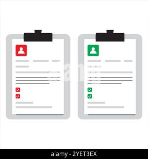 Clipboards with data sheets on a white background Stock Vector