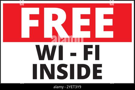 Free wi-fi inside sign on a white background Stock Vector
