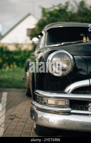 black exquisite vintage pontiac 1950. High quality photo Stock Photo