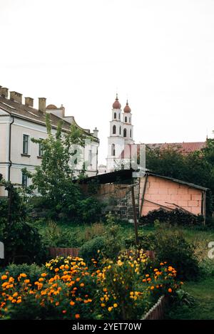 White church with two towers. High quality illustration Stock Photo - Alamy