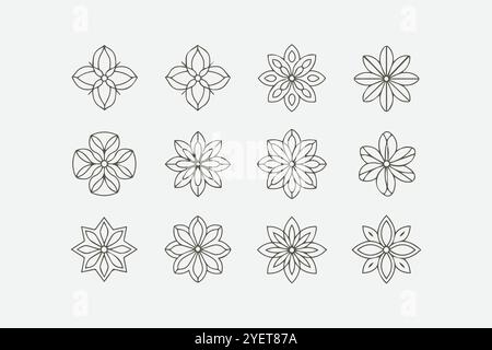 Set of geometric mandala designs vector illustration minimalist ,easily editable file, Stock Vector