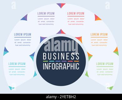 Infographic design 6 steps, objects, elements or options infographic business template Stock Vector