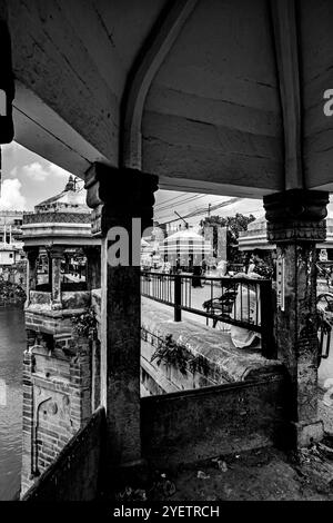 03-oct-2005 Vintage Black and White Photo Of Shahi Bridge or Munim Khan's Bridge or Akbari Bridge Afghan architecture on Gomti River Jaunpur Uttar Pra Stock Photo