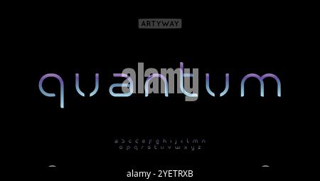 Minimalist futurist alphabet, sleek contemporary font for cutting-edge logo, science tech branding, biotechnology typography, cosmic headline, hyper Stock Vector