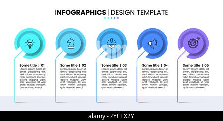Infographic template with icons and 5 options or steps. Can be used for workflow layout, diagram, banner, webdesign. Vector illustration Stock Vector