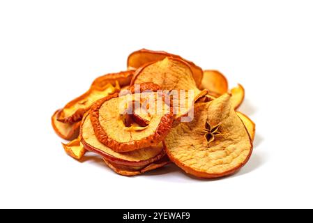 Dried apple rings against a white background Stock Photo