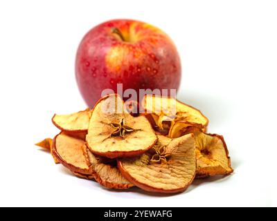 Dried apple rings against a white background Stock Photo