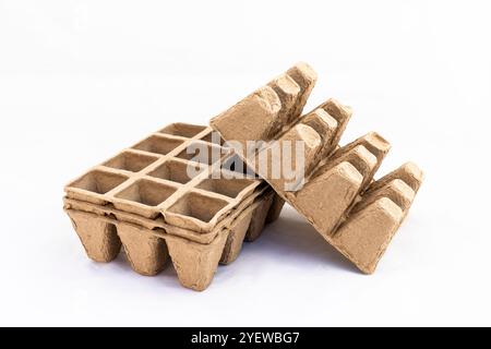 Biodegradable Seedling Tray Paper Pulp Peat Pot with Individual Cells for Gardening and Planting Stock Photo