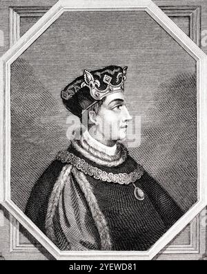 King Henry V of England (1386–1422), from an engraving c. 1804. Stock Photo