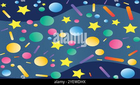 Abstract blue background with random shapes separated and curve wavy lines Stock Vector