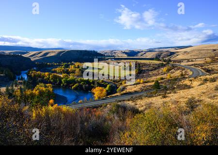 View across the Yakima River and Kittitas County landscape in Fall Stock Photo