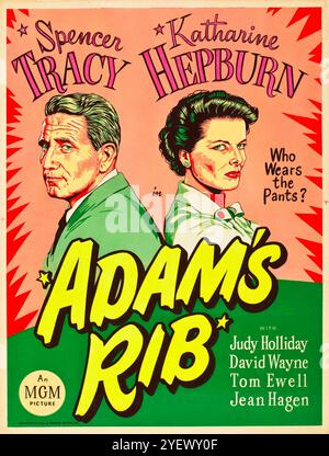 Adam's Rib - vintage film poster - alternate version for the American release of the 1949 film featuring Spencer Tracy and Katharine Hepburn - comedy Stock Photo