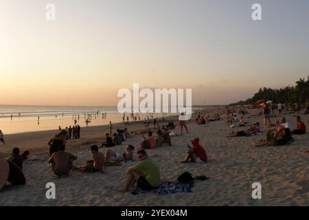 Sunset On Kuta Beach. Bali. Indonesia Stock Photo