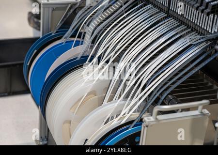 Electronics SMT reel components on the assembly line Stock Photo