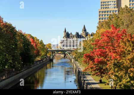 Rideau Canal in Ottawa, Canada during the autumn season with fall foliage Stock Photo