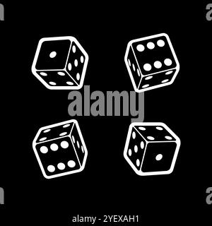 Dice in linear style isolated on white background. Vector Stock Vector