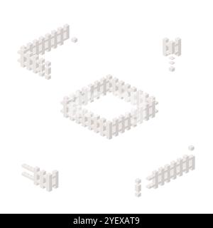 Concept with deconstruction fence from plastic blocks. Vector illustration Stock Vector