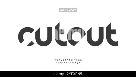 Geometric cutout alphabet, sliced sans serif letters, creative abstract stencil font for bold logo, sharp impactful headline, unique branding, modular Stock Vector
