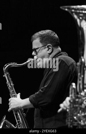 Madrid, Spain. 24th Jan, 2022. American saxophonist Ken Vandermark performs during the JAZZMADRID concert at Conde Duque in Madrid November 1, 2024 Spain Credit: Sipa USA/Alamy Live News Stock Photo