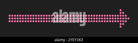 Straight Long Arrow. Pink Dashed arrow icon. Symbol for apps and web sites. Vector illustration isolated on black background Stock Vector