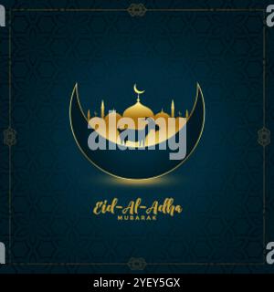 traditional eid al adha mubarak greeting design Stock Vector